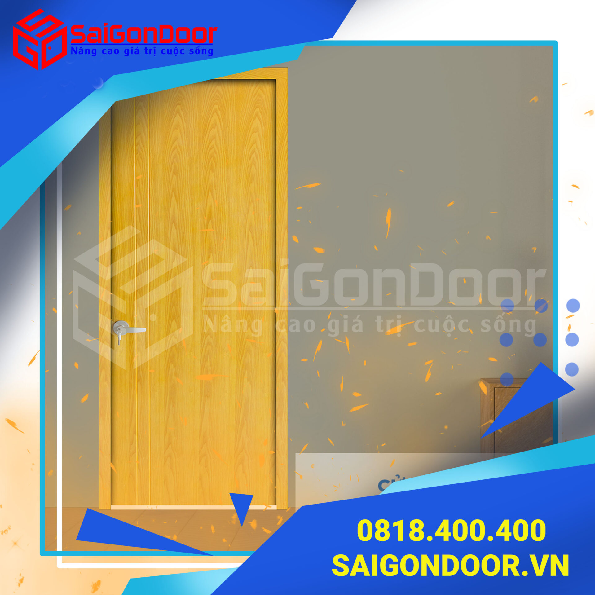 Cửa gỗ chống cháy SaiGonDoor thích hợp dùng làm cửa phòng ngủ, cửa nhà ở vừa đẹp lại an toàn